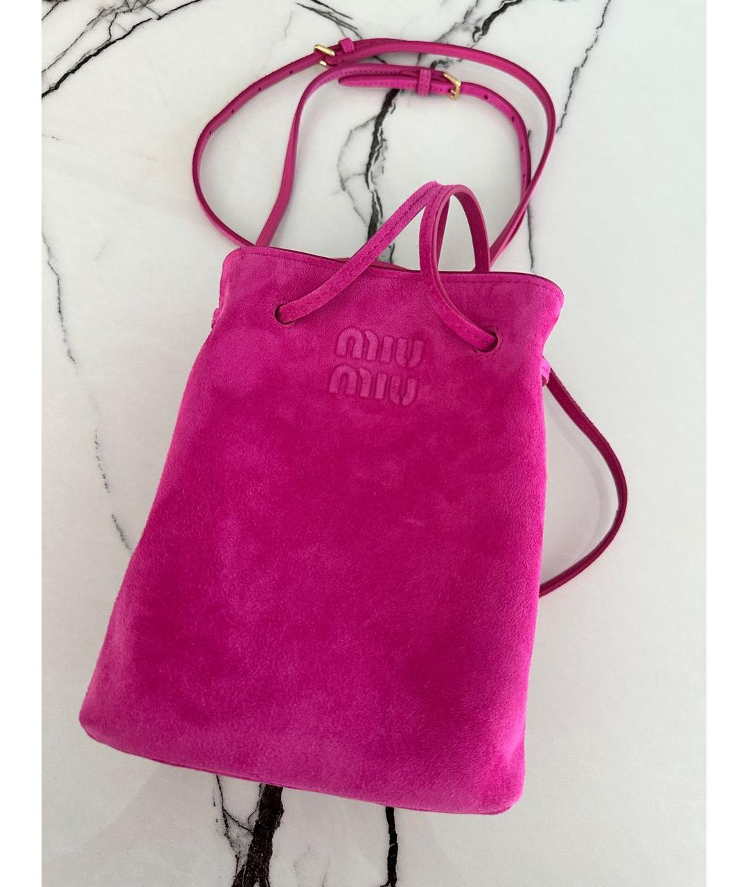 MIU MIU Розовая замшевая сумка через плечо, фото 5