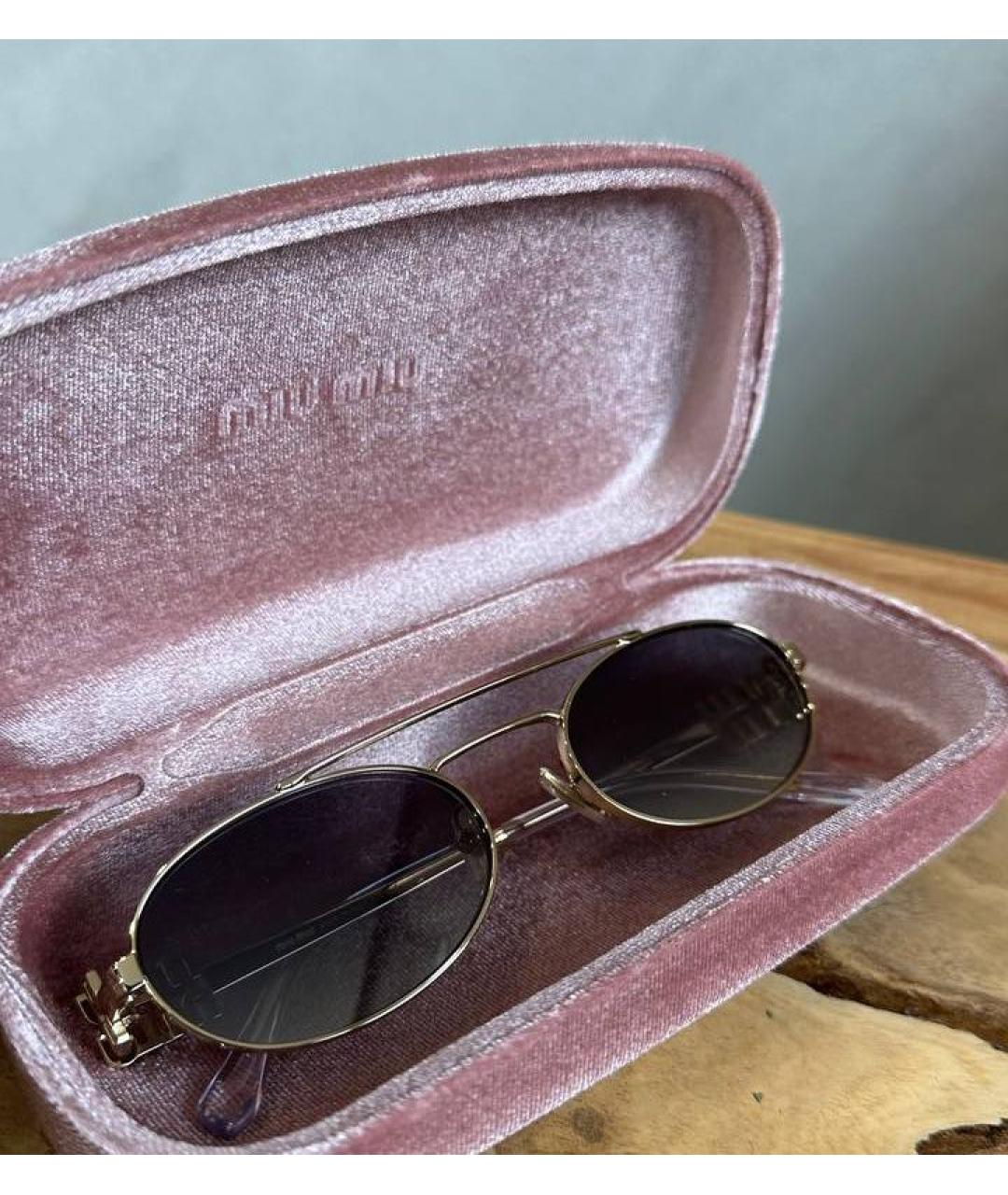 MIU MIU Золотые металлические солнцезащитные очки, фото 3