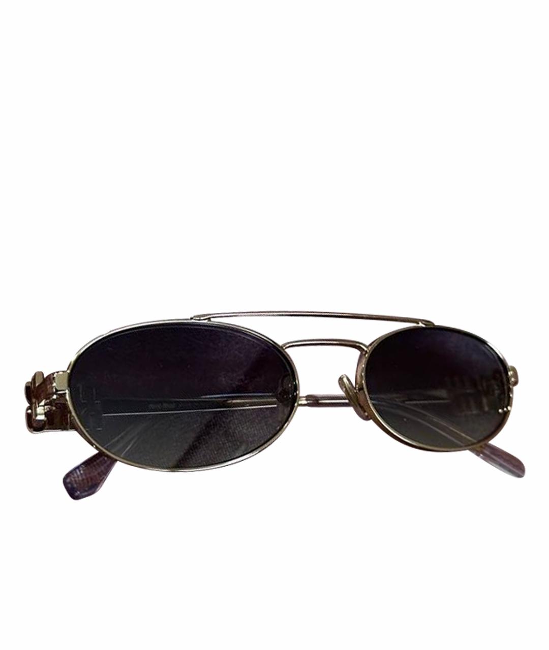 MIU MIU Золотые металлические солнцезащитные очки, фото 1