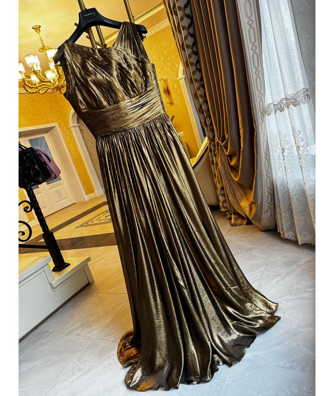 MICHAEL KORS Золотое шелковое вечернее платье, фото 5