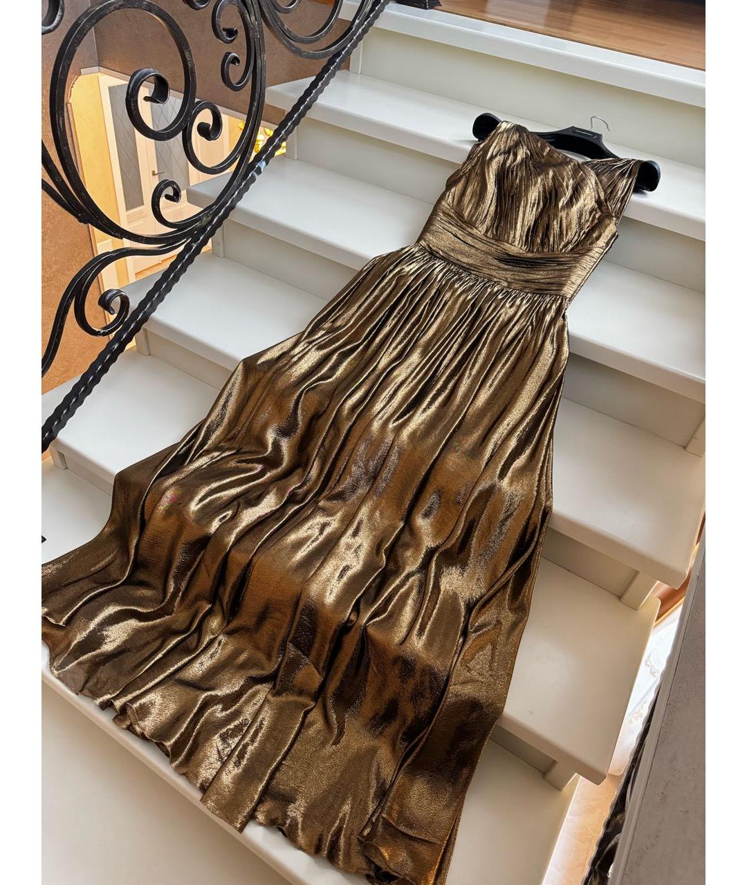 MICHAEL KORS Золотое шелковое вечернее платье, фото 4