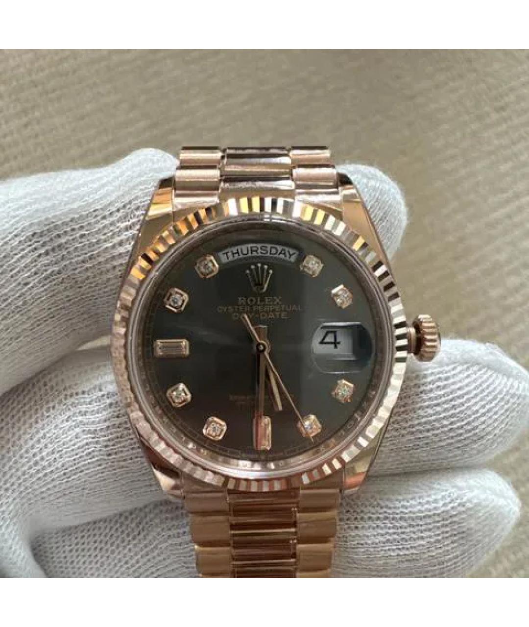 ROLEX Серые часы из розового золота, фото 7