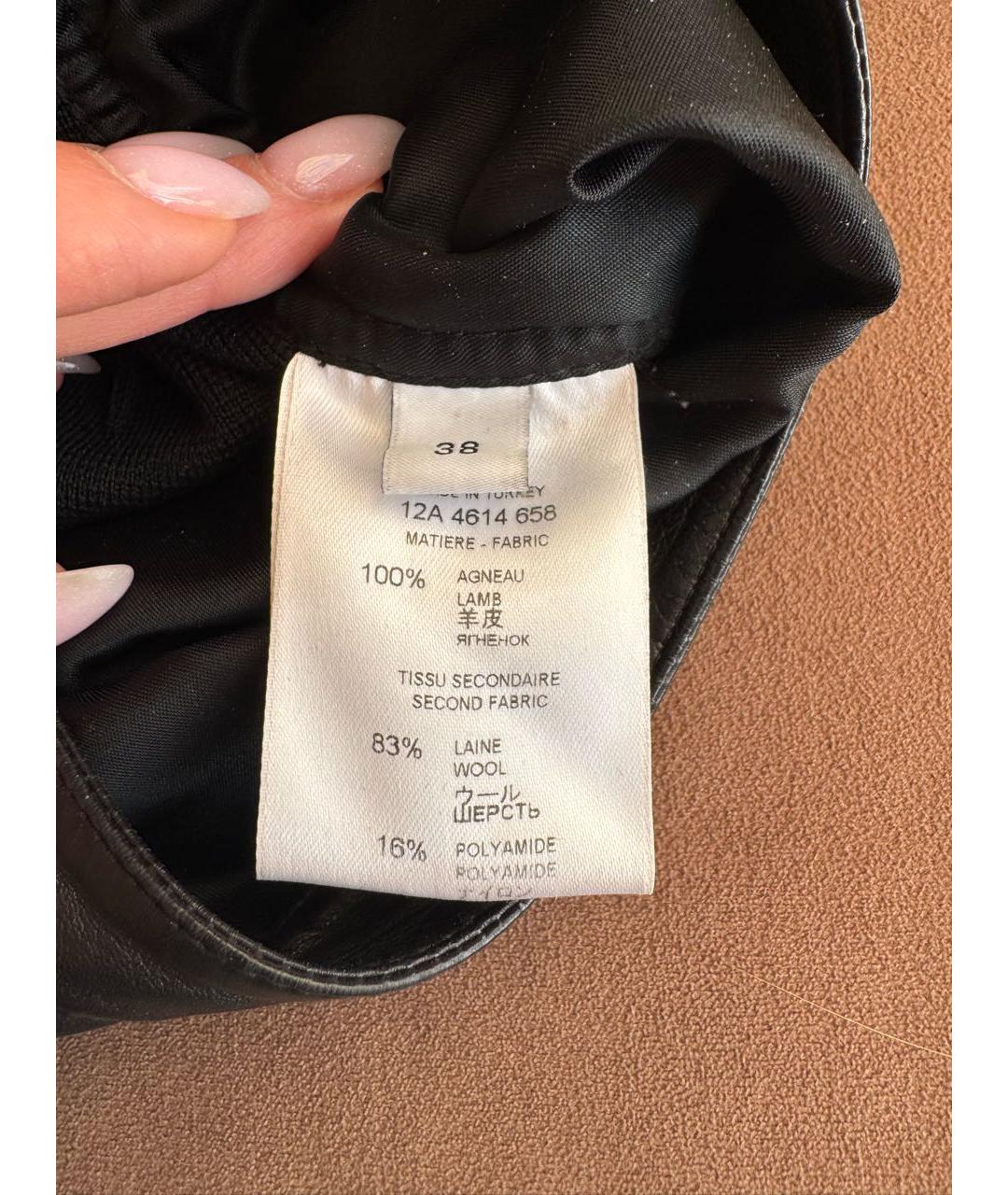 GIVENCHY Черная кожаная юбка миди, фото 4