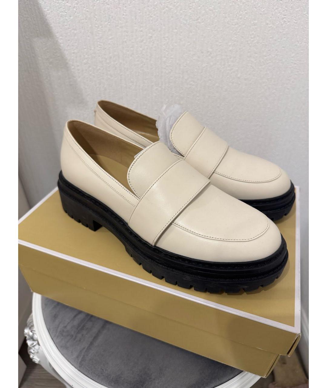 MICHAEL KORS Бежевые кожаные лоферы, фото 2