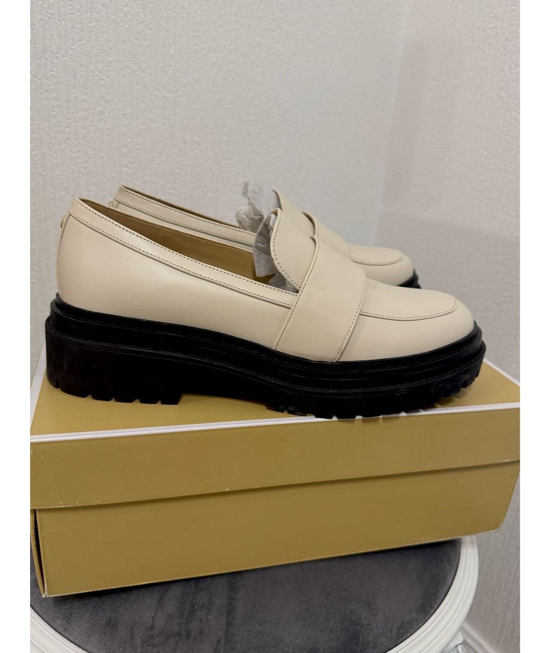 MICHAEL KORS Бежевые кожаные лоферы, фото 6
