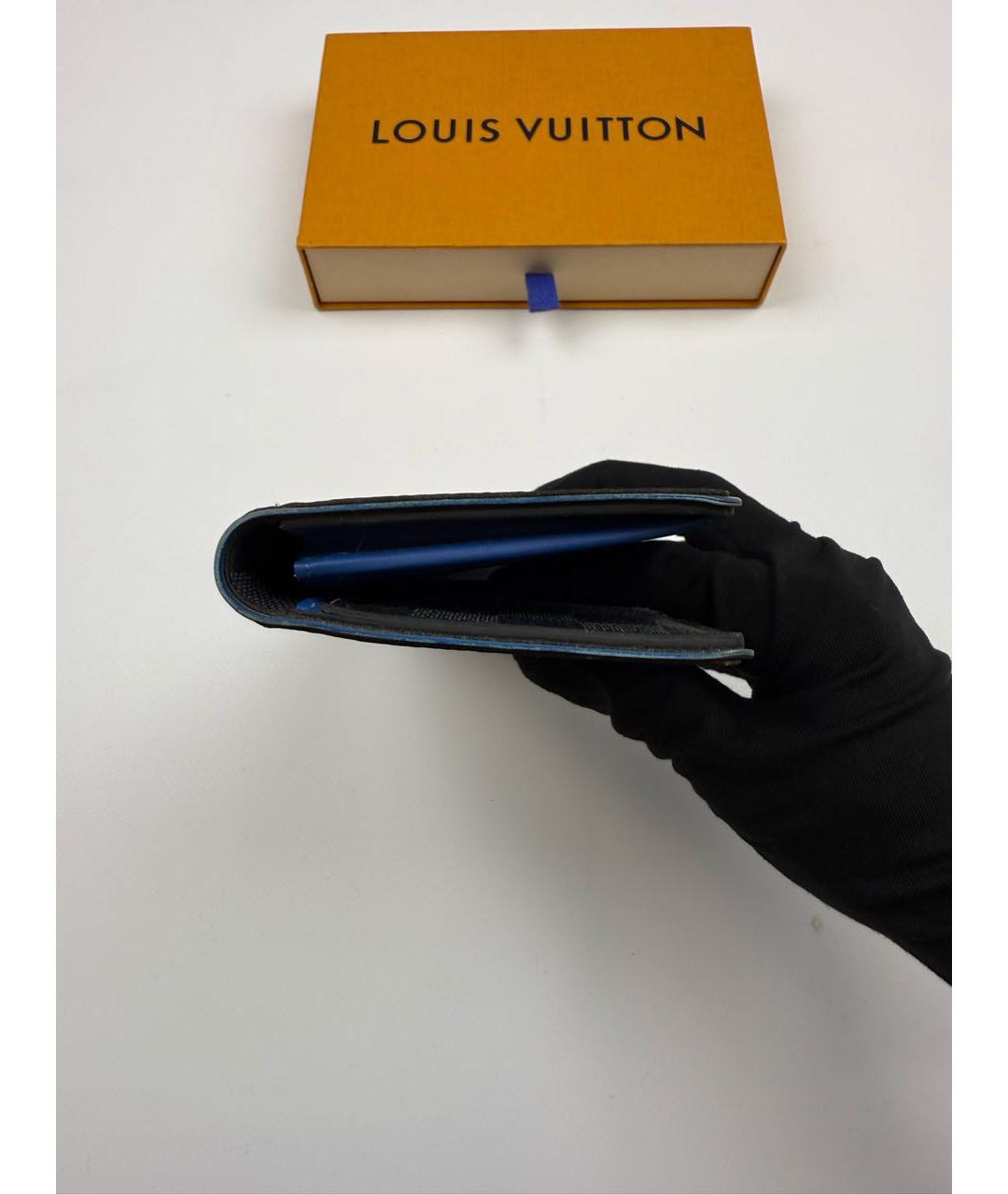 LOUIS VUITTON Антрацитовый кожаный кошелек, фото 6