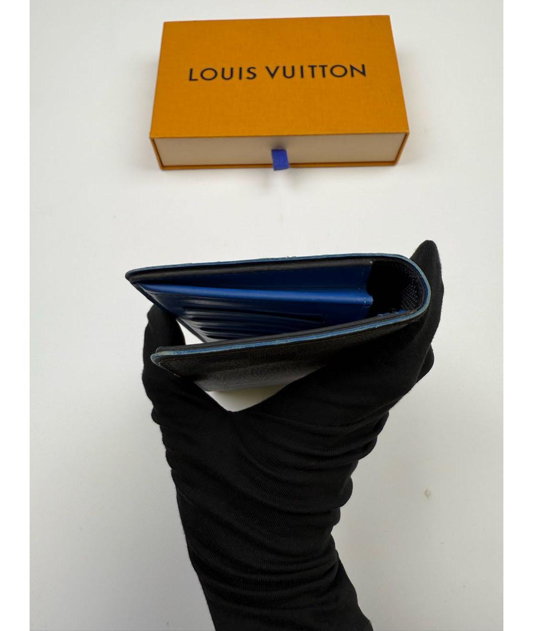 LOUIS VUITTON Антрацитовый кожаный кошелек, фото 5