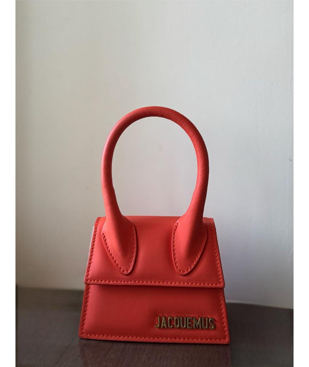 JACQUEMUS Оранжевая сумка с короткими ручками из искусственной кожи, фото 4