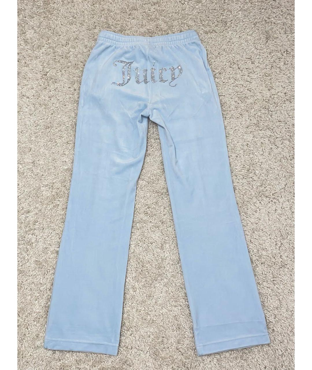 JUICY COUTURE Голубые велюровые спортивные брюки и шорты, фото 2