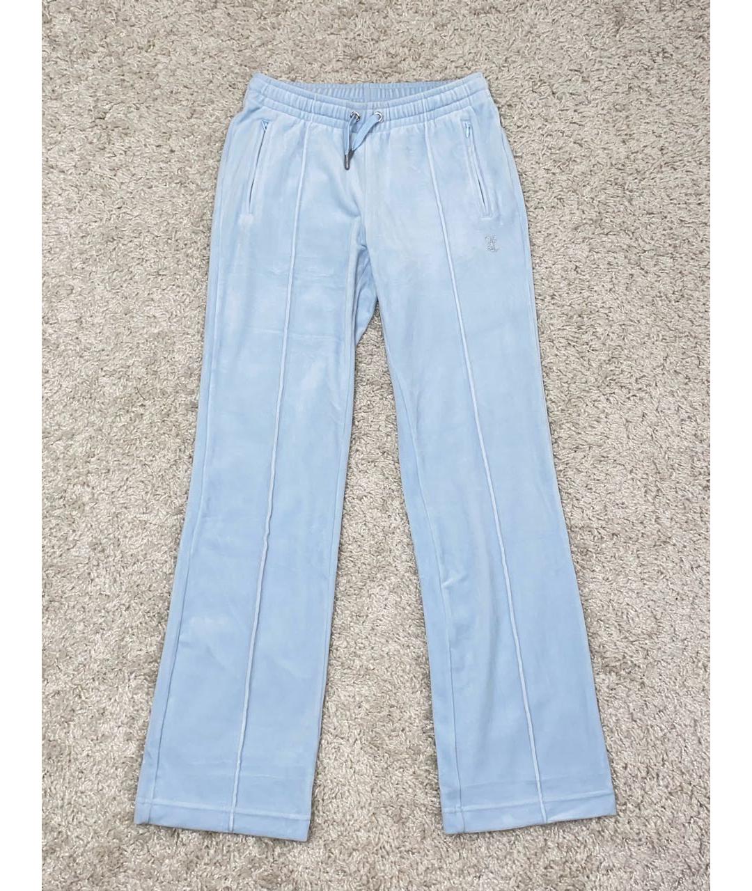 JUICY COUTURE Голубые велюровые спортивные брюки и шорты, фото 8