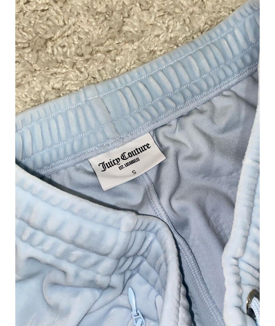 JUICY COUTURE Голубые велюровые спортивные брюки и шорты, фото 3