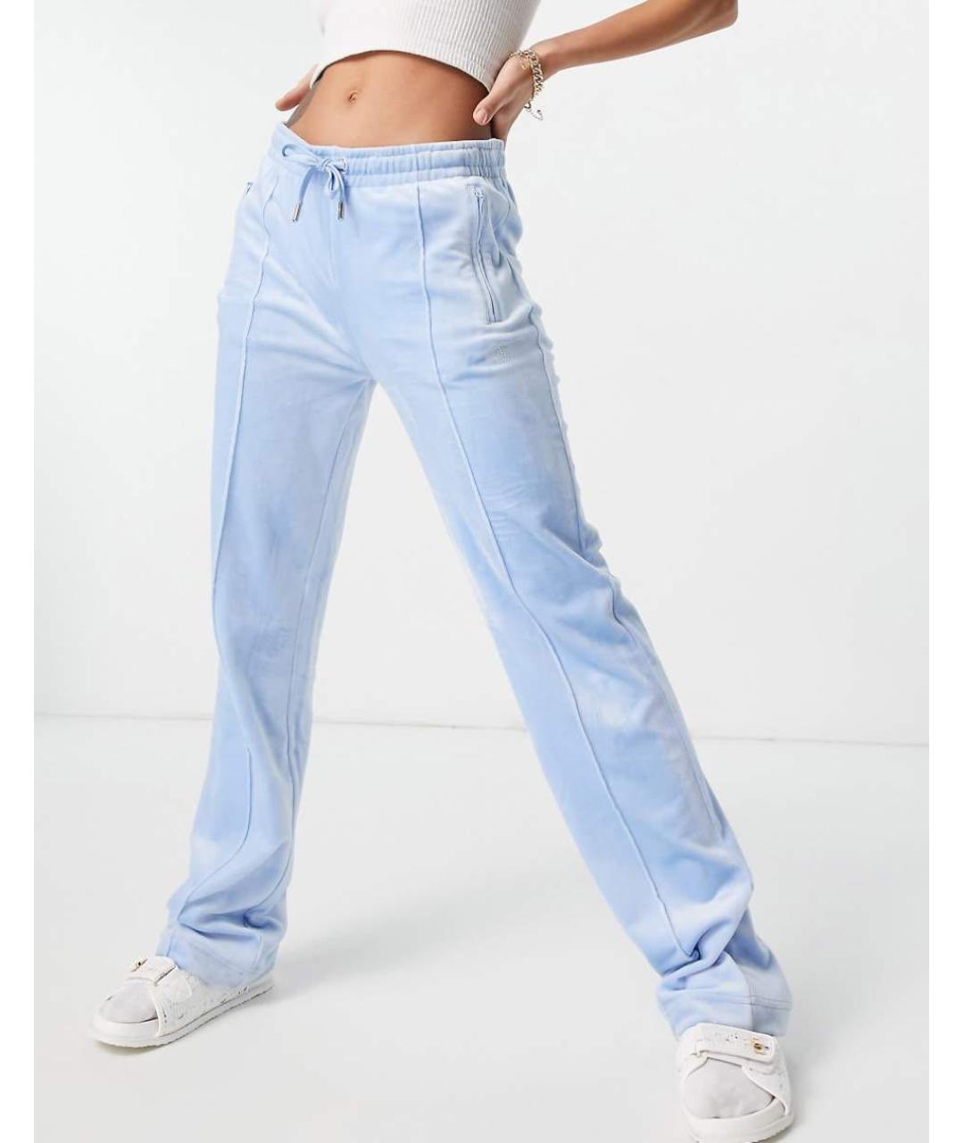 JUICY COUTURE Голубые велюровые спортивные брюки и шорты, фото 6