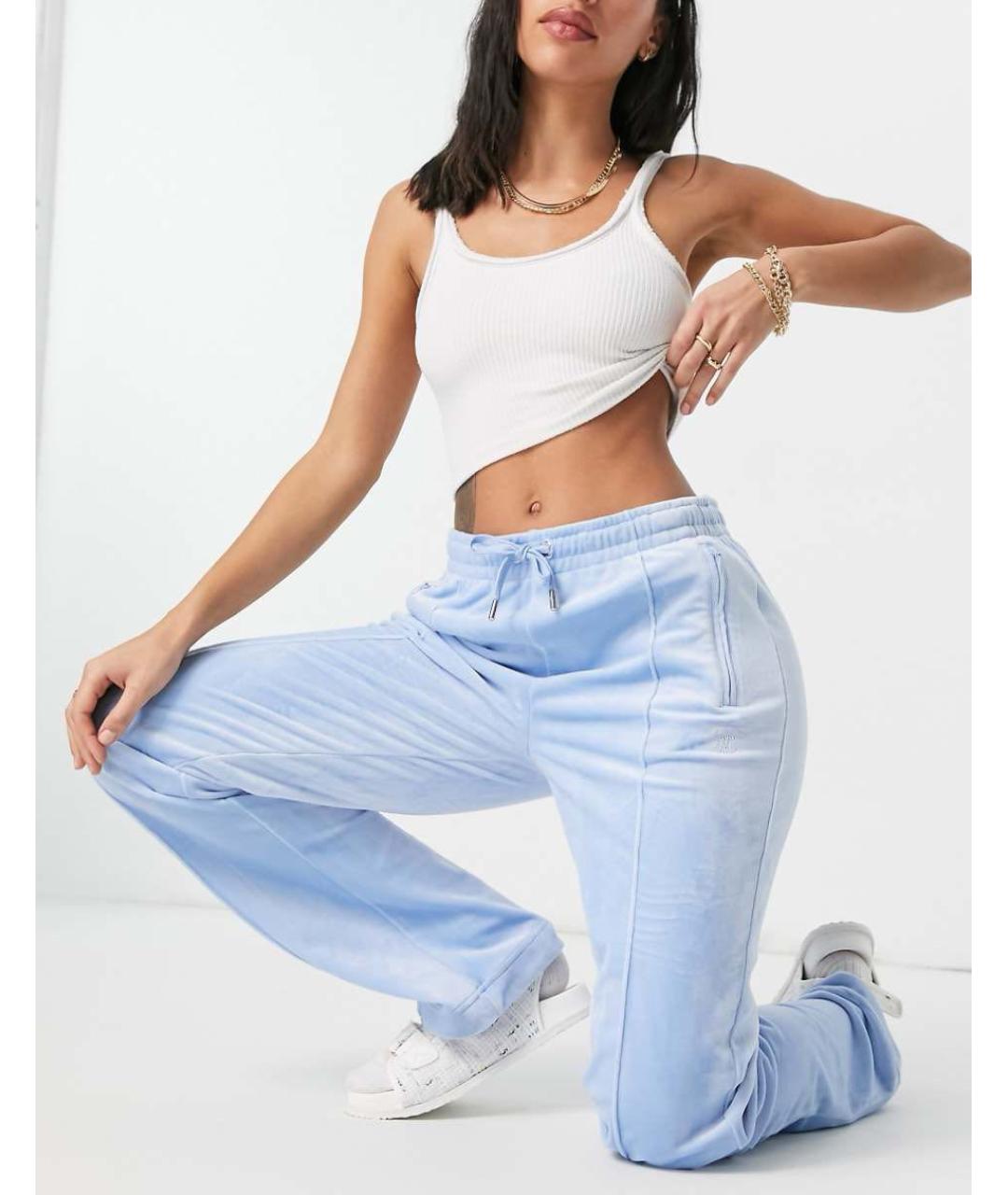 JUICY COUTURE Голубые велюровые спортивные брюки и шорты, фото 5