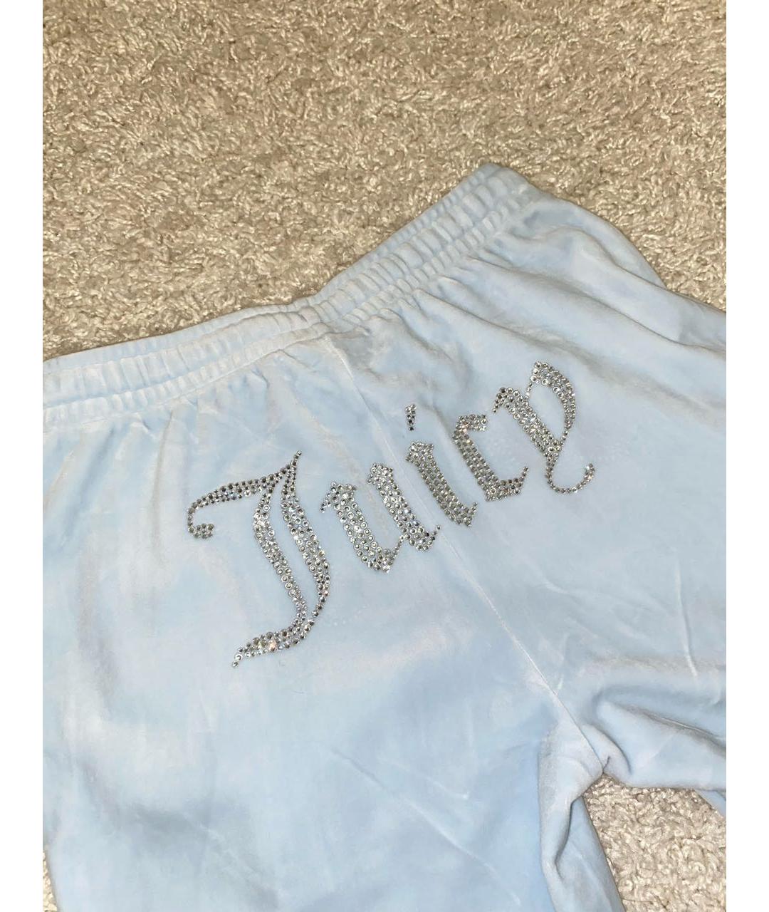JUICY COUTURE Голубые велюровые спортивные брюки и шорты, фото 4