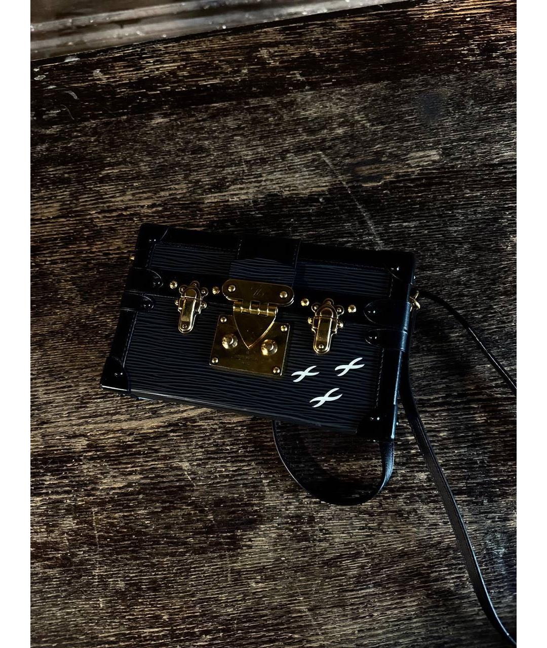 LOUIS VUITTON Черная кожаная сумка через плечо, фото 6