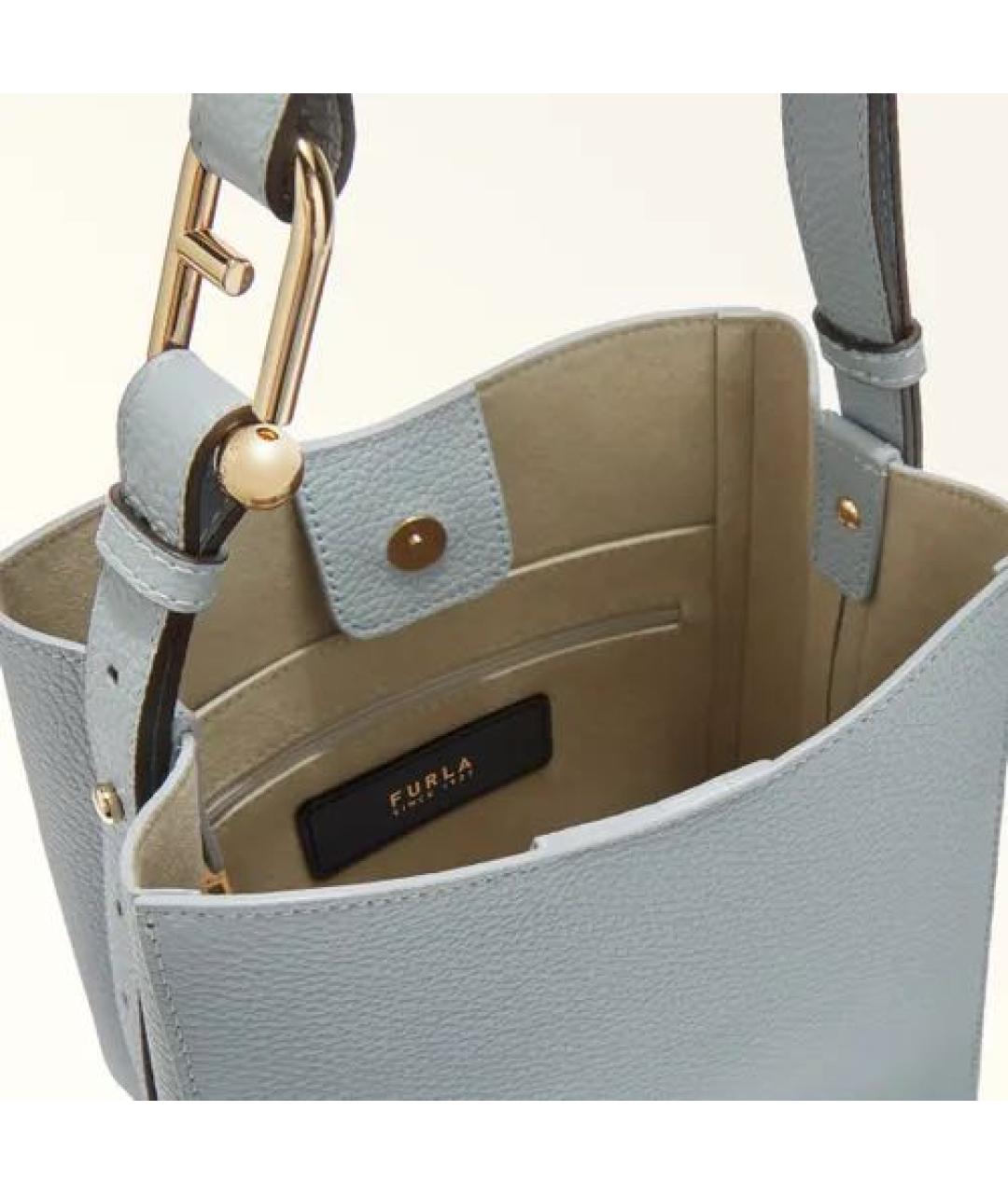 FURLA Голубая кожаная сумка через плечо, фото 4