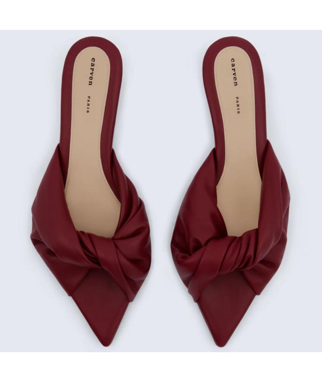 Carven Бордовые кожаные мюли, фото 3