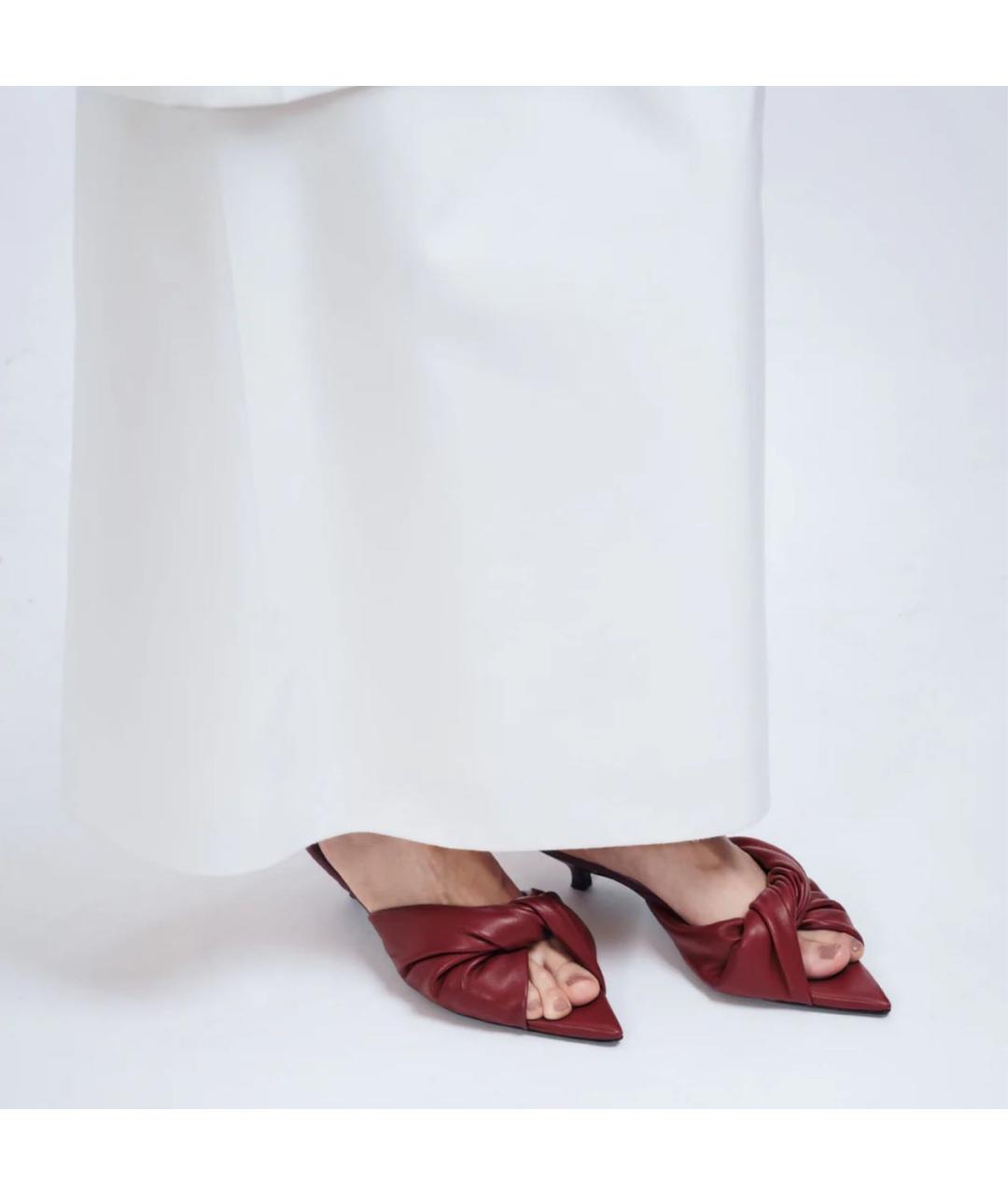 Carven Бордовые кожаные мюли, фото 2