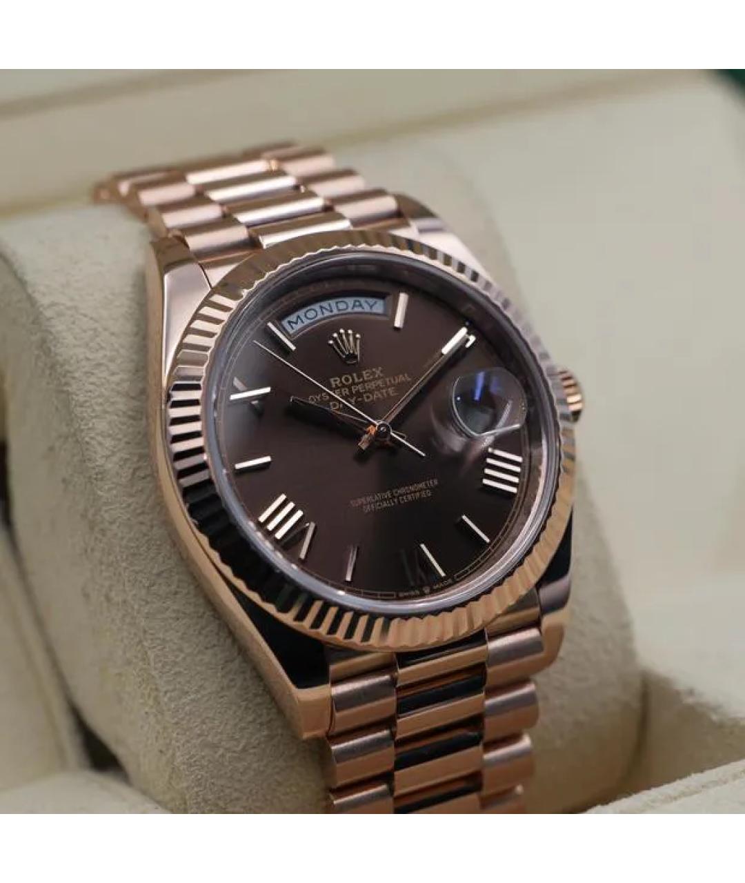 ROLEX Коричневые часы из розового золота, фото 2