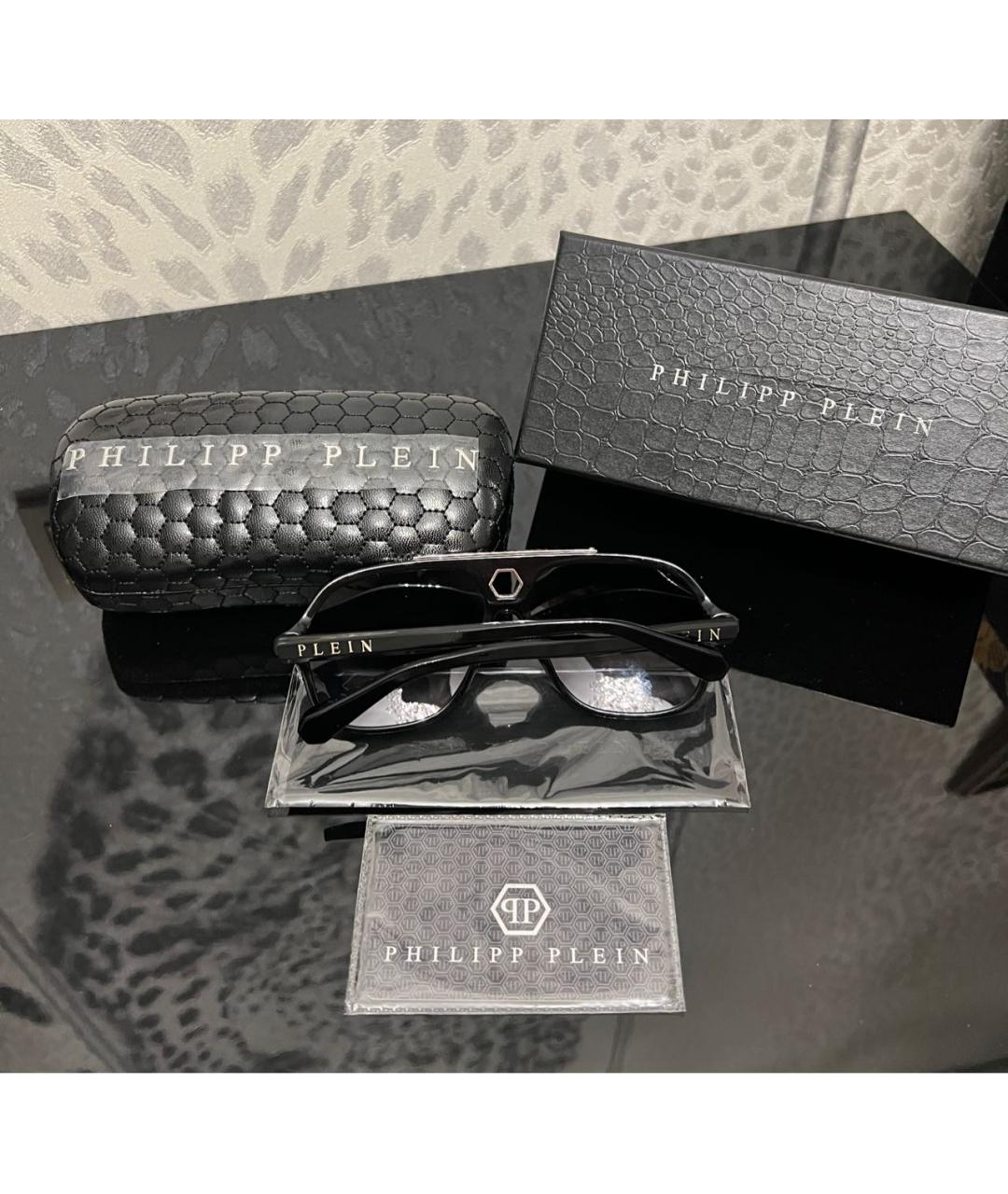 PHILIPP PLEIN Черные пластиковые солнцезащитные очки, фото 4