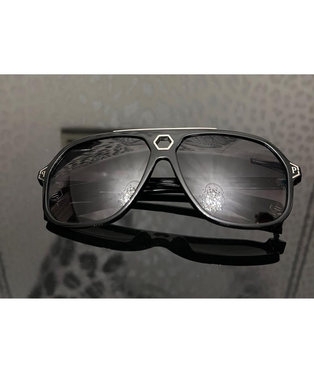 PHILIPP PLEIN Черные пластиковые солнцезащитные очки, фото 5