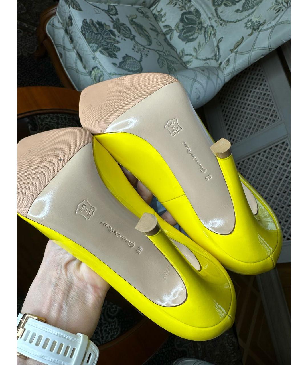 GIANVITO ROSSI Желтые кожаные туфли, фото 7