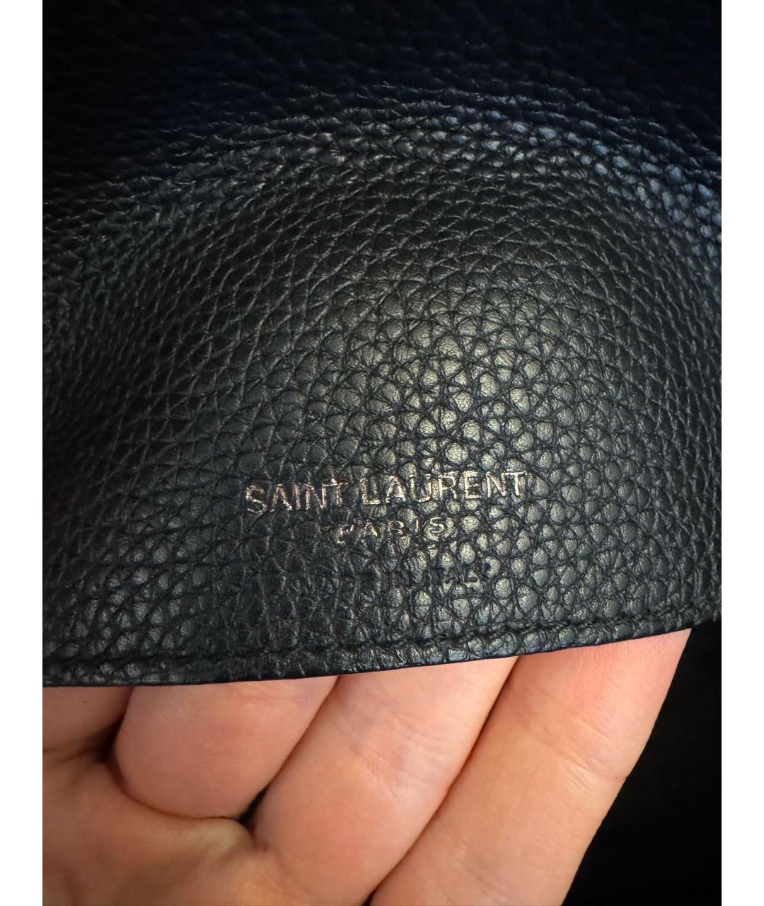 SAINT LAURENT Черная кожаная сумка с короткими ручками, фото 8