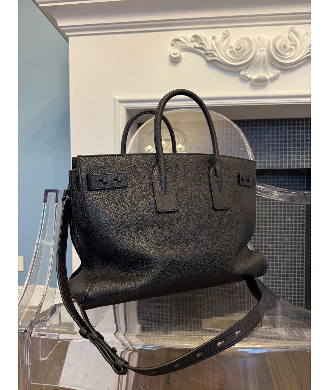 SAINT LAURENT Черная кожаная сумка с короткими ручками, фото 3