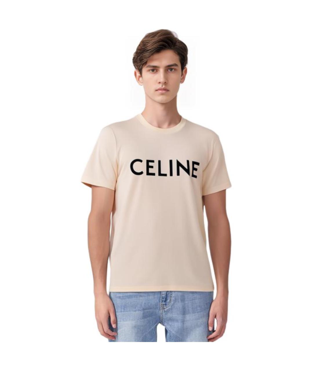 CELINE Желтая хлопковая футболка, фото 3