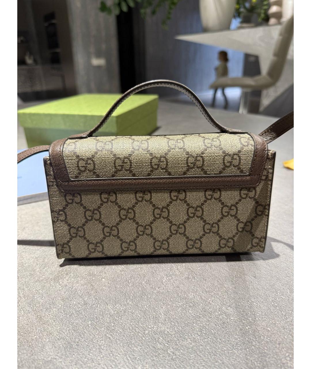 GUCCI Коричневая кожаная сумка с короткими ручками, фото 3