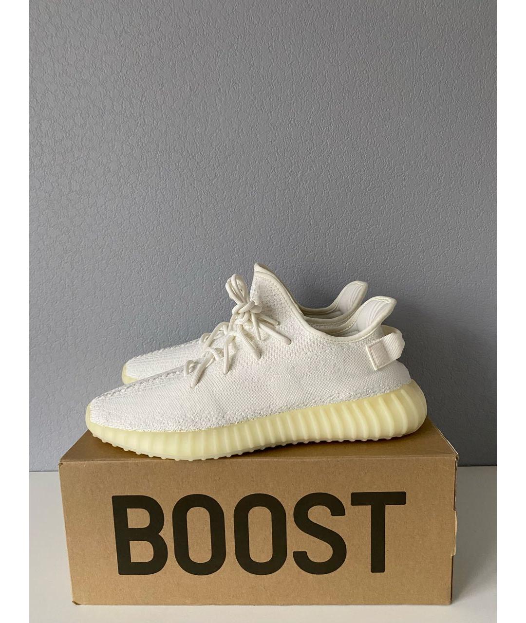 ADIDAS YEEZY Белые текстильные низкие кроссовки / кеды, фото 3