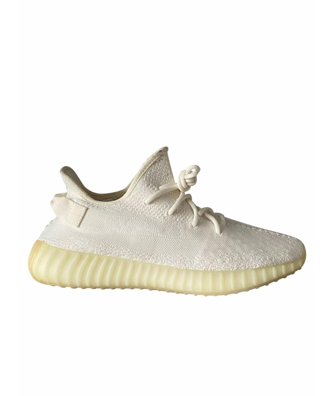ADIDAS YEEZY Белые текстильные низкие кроссовки / кеды, фото 1