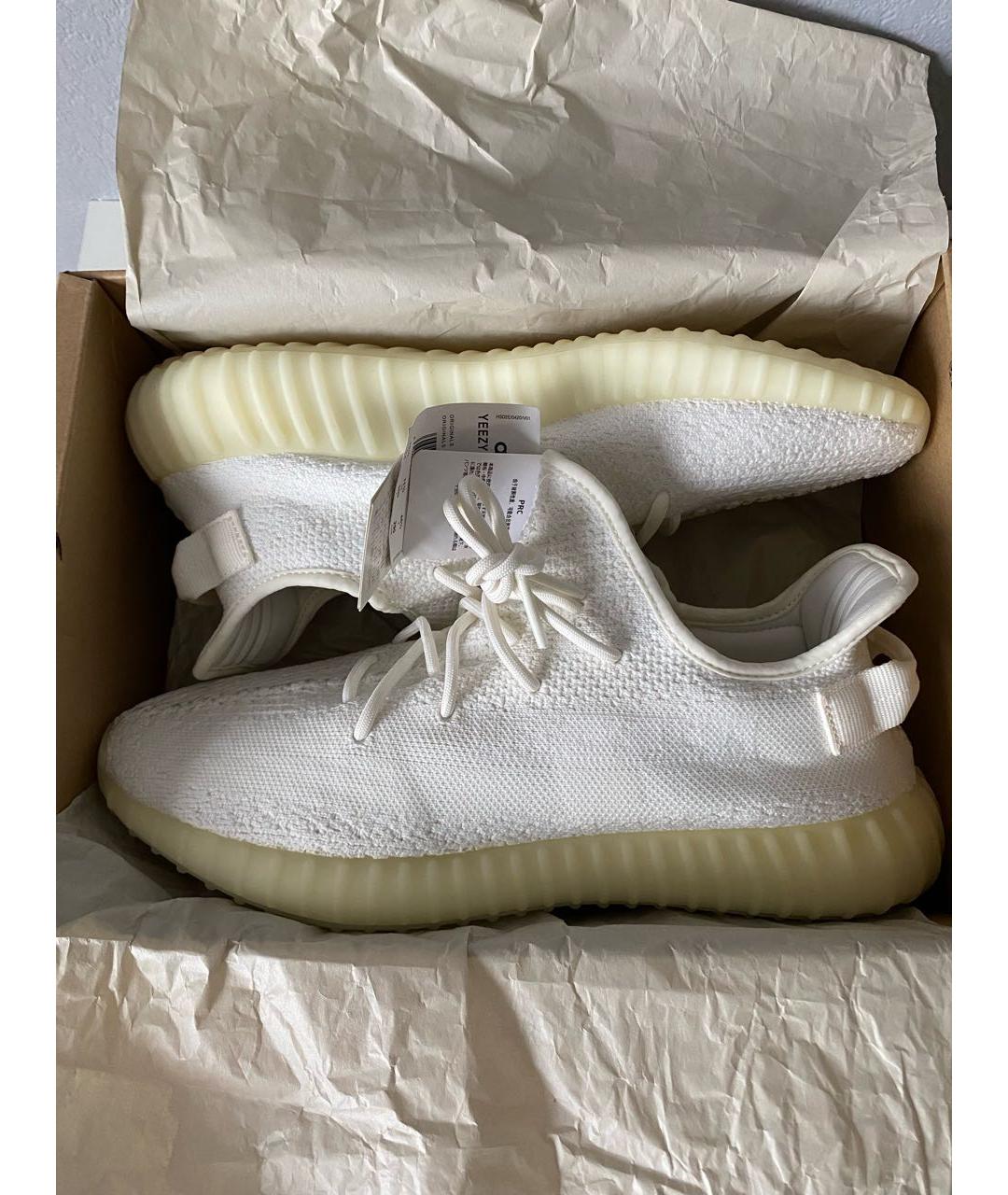 ADIDAS YEEZY Белые текстильные низкие кроссовки / кеды, фото 2
