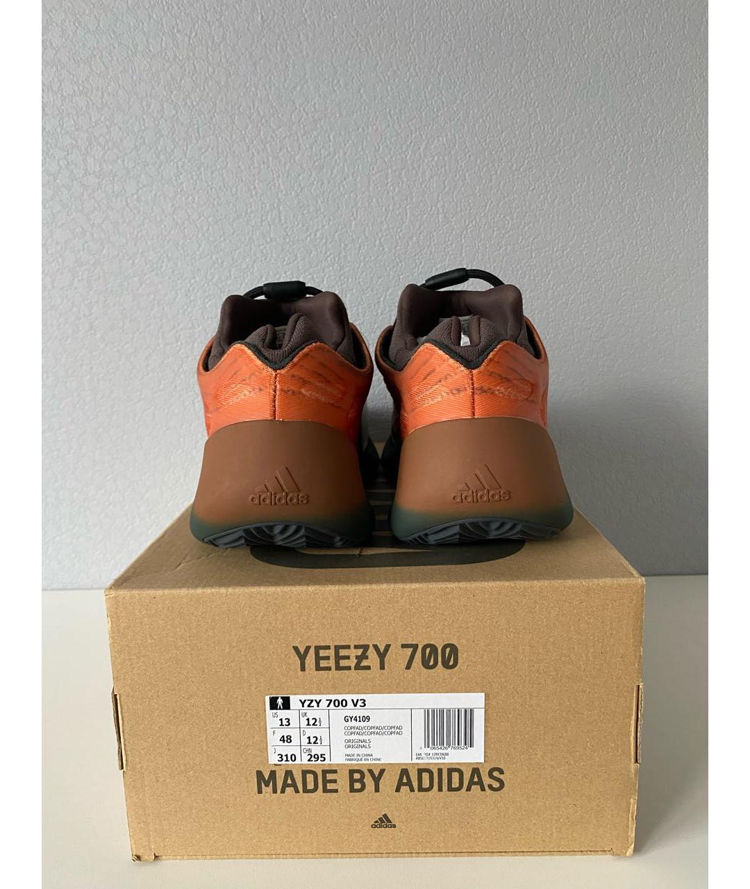 ADIDAS YEEZY Оранжевое текстильные низкие кроссовки / кеды, фото 4