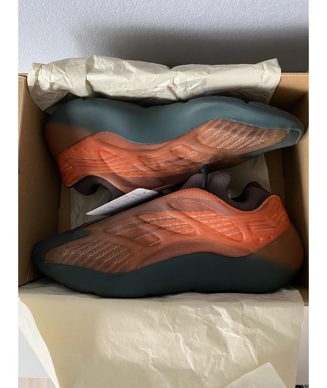 ADIDAS YEEZY Оранжевое текстильные низкие кроссовки / кеды, фото 2