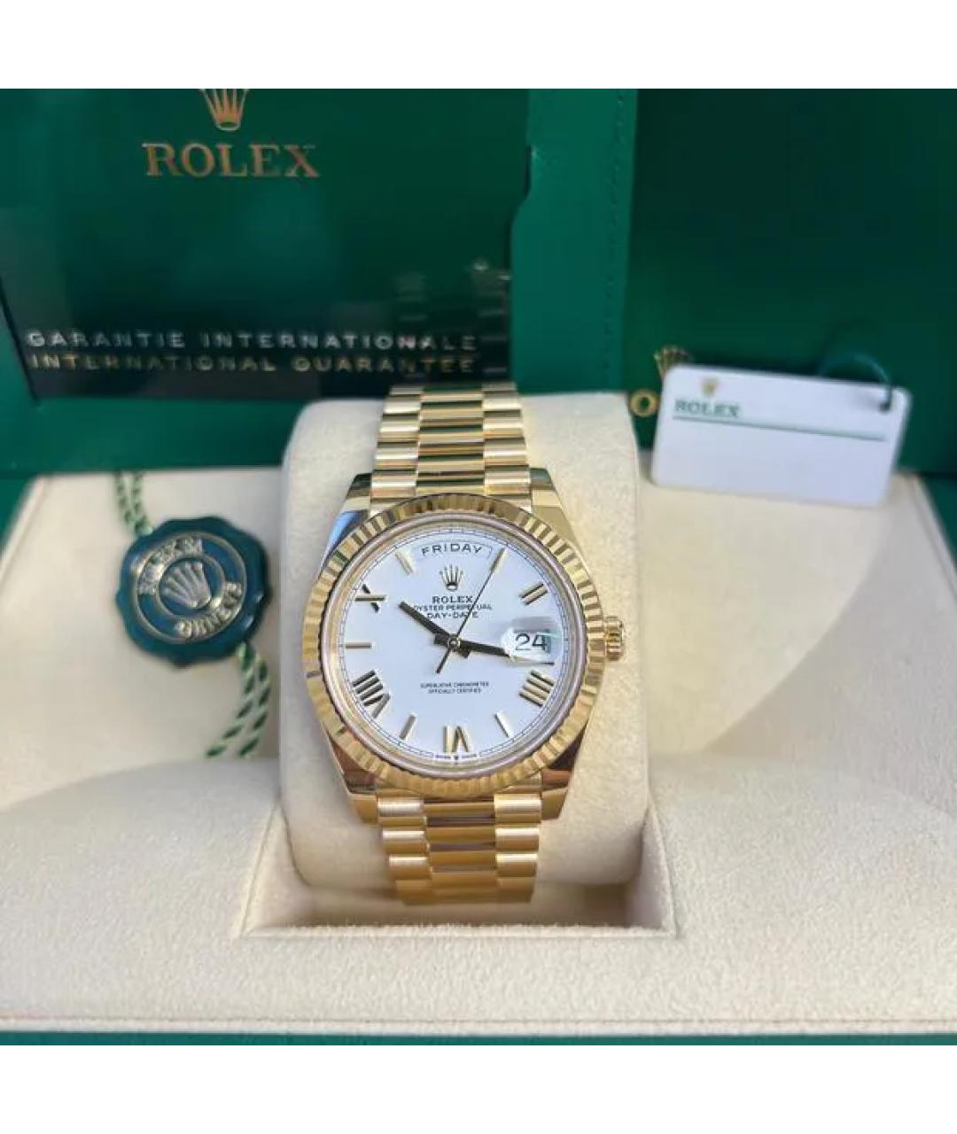 ROLEX Белые часы из желтого золота, фото 6