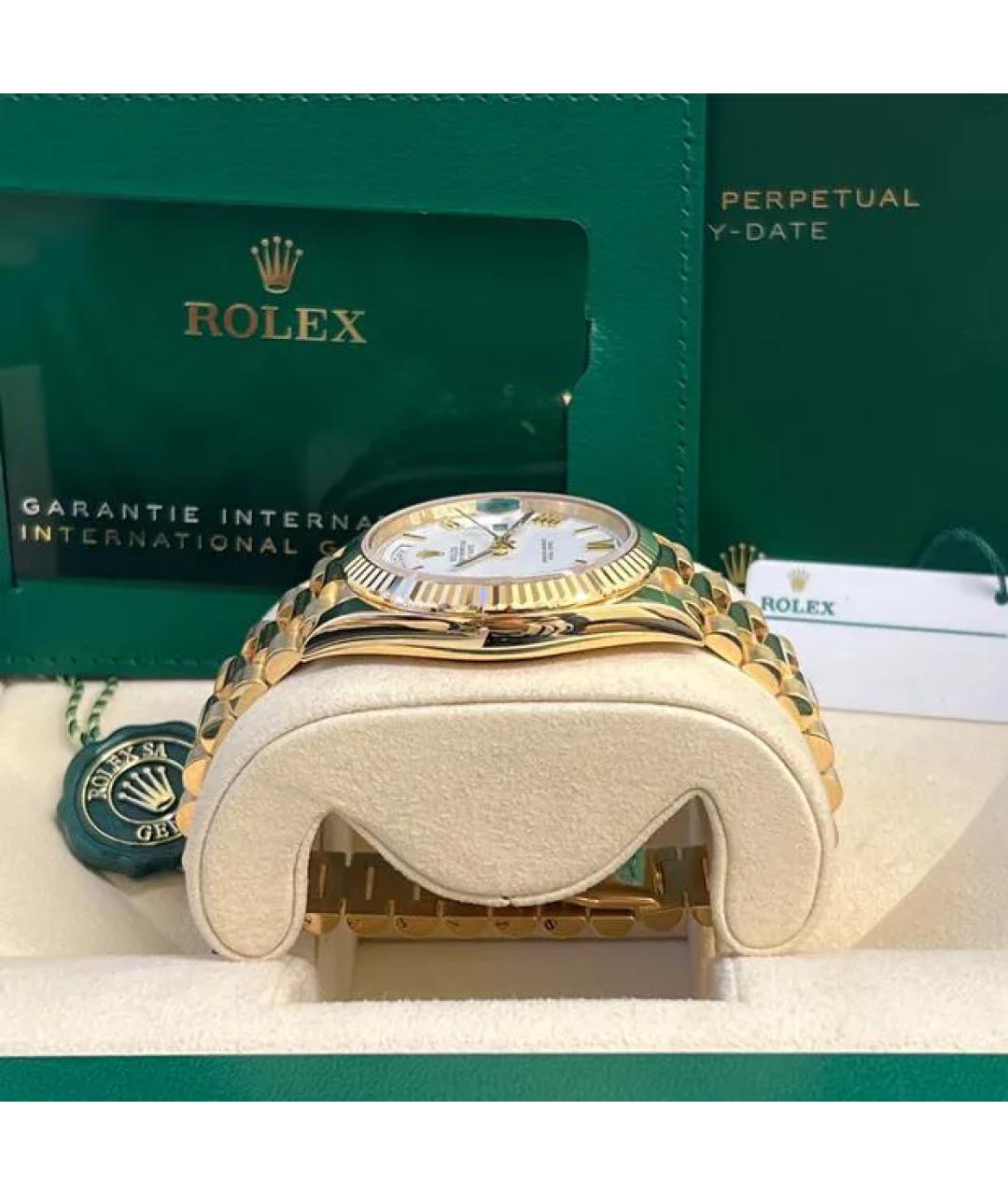 ROLEX Белые часы из желтого золота, фото 3