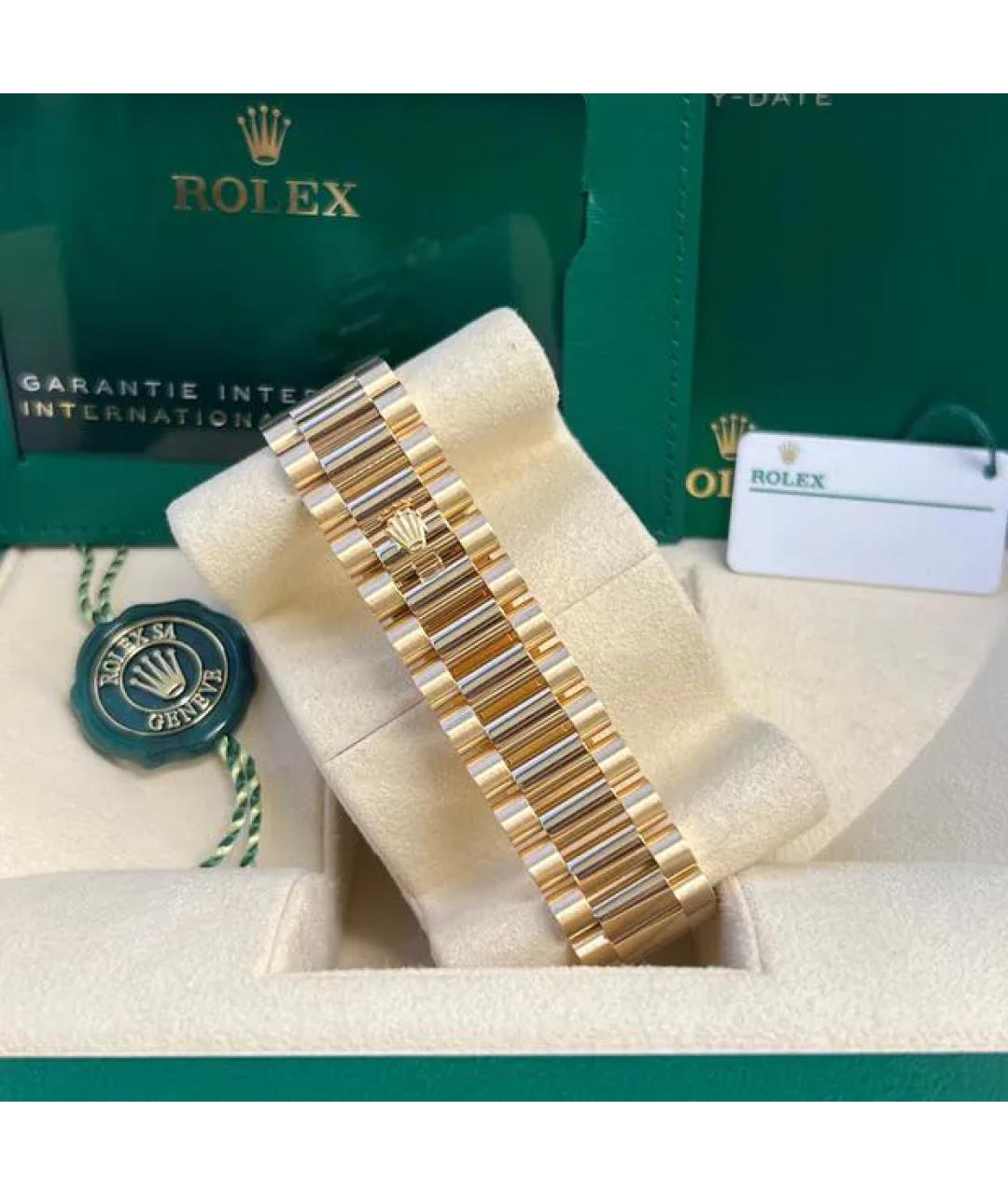 ROLEX Белые часы из желтого золота, фото 4
