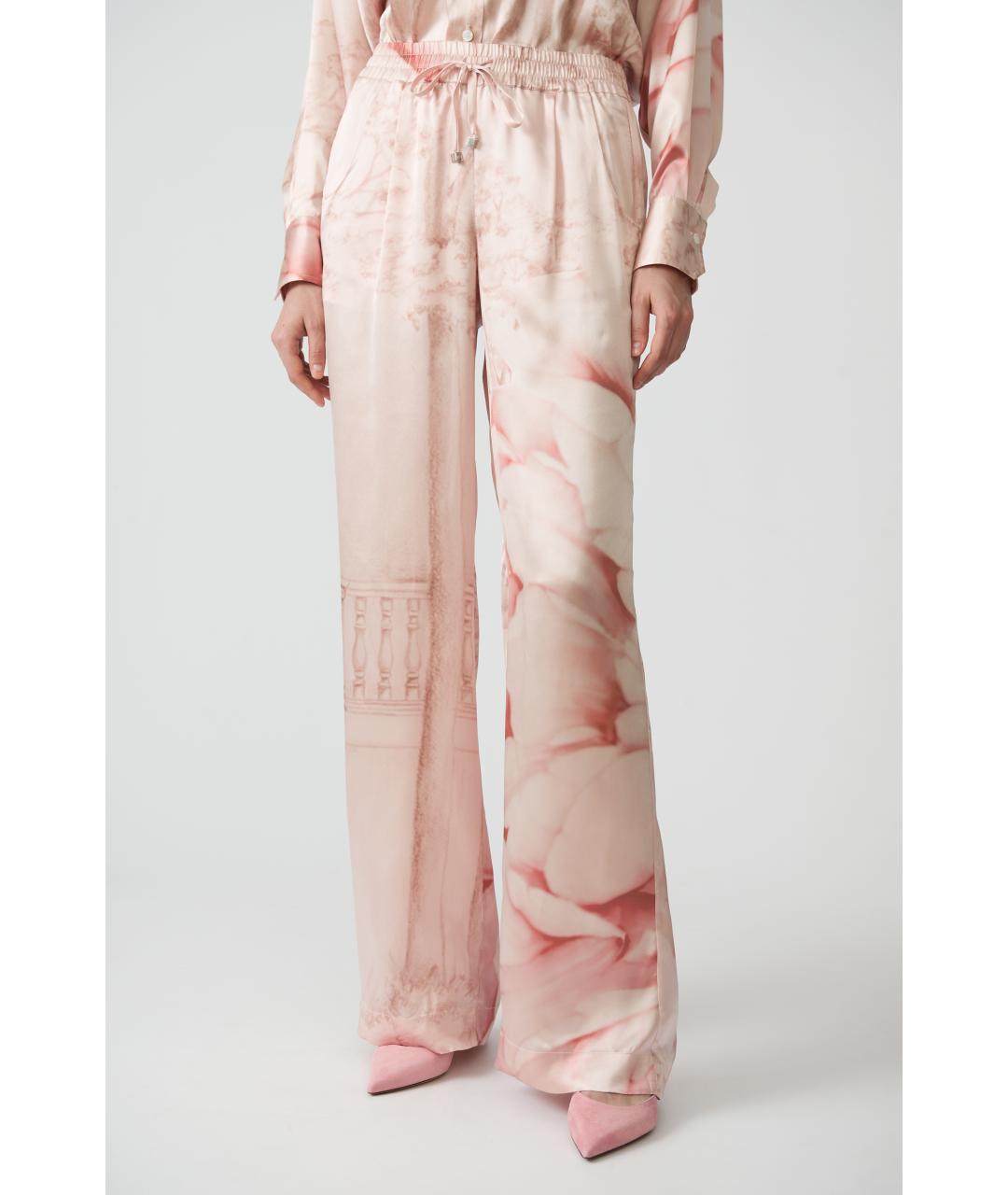 KITON Розовые шелковые прямые брюки, фото 2
