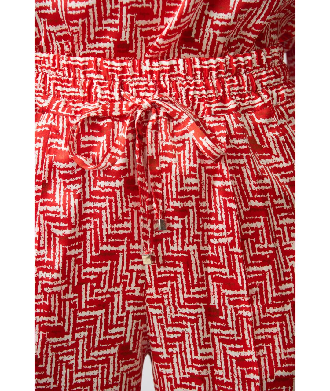 KITON Красные шелковые прямые брюки, фото 4