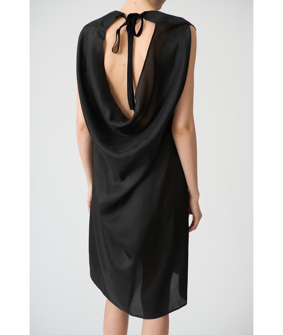 MM6 MAISON MARGIELA Черное шелковое коктейльное платье, фото 4