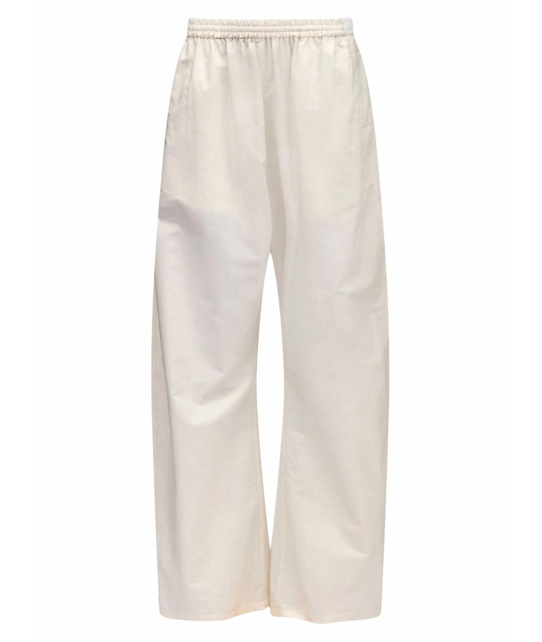 MM6 MAISON MARGIELA Белые хлопковые прямые брюки, фото 1