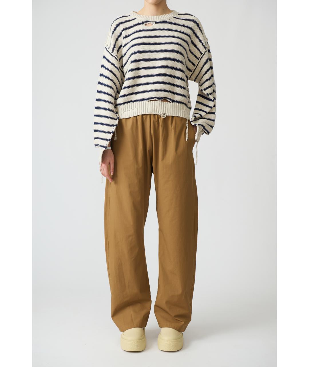 MM6 MAISON MARGIELA Коричневые хлопковые прямые брюки, фото 2