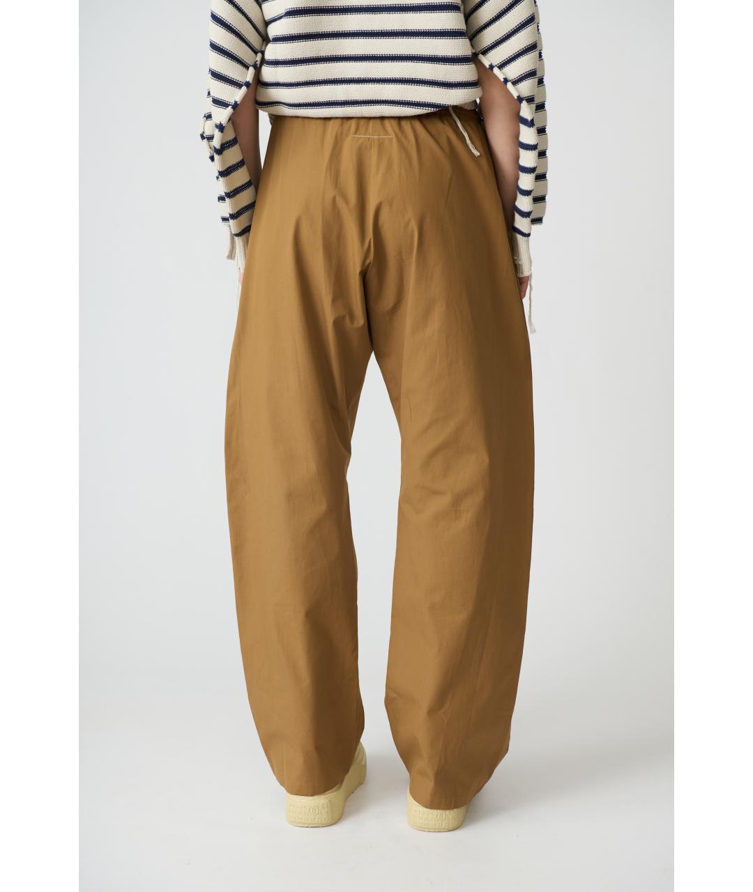 MM6 MAISON MARGIELA Коричневые хлопковые прямые брюки, фото 4