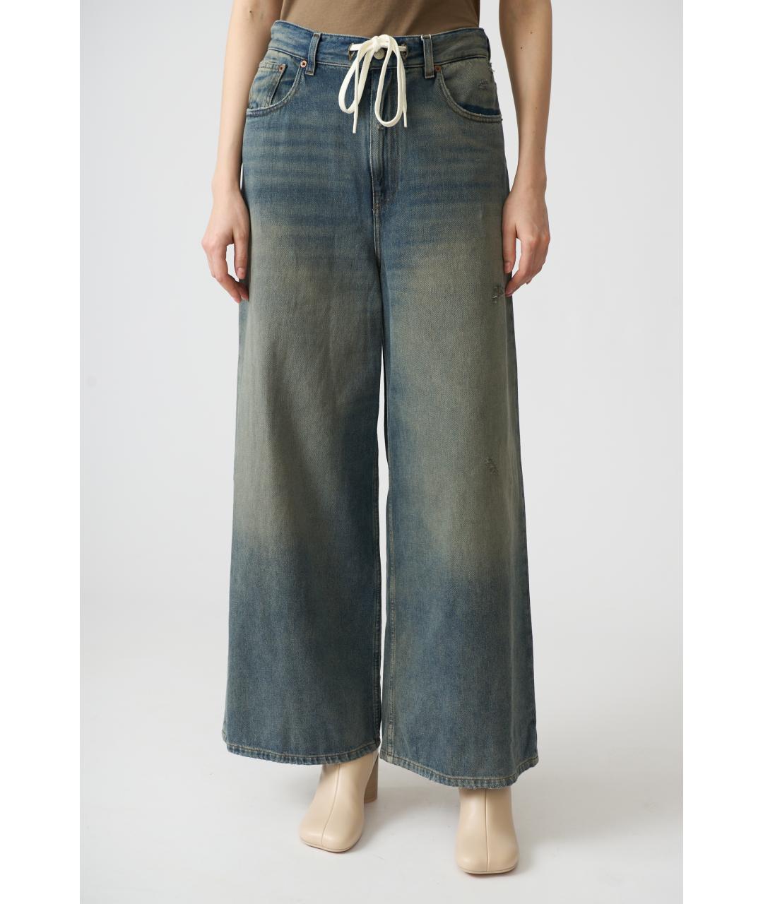 MM6 MAISON MARGIELA Темно-синие хлопковые прямые джинсы, фото 2