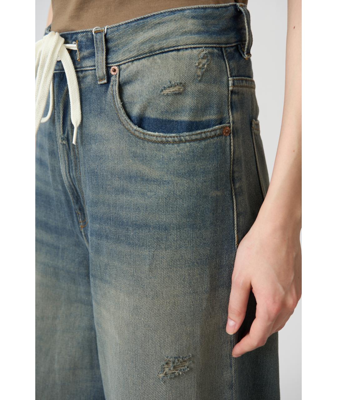 MM6 MAISON MARGIELA Темно-синие хлопковые прямые джинсы, фото 4