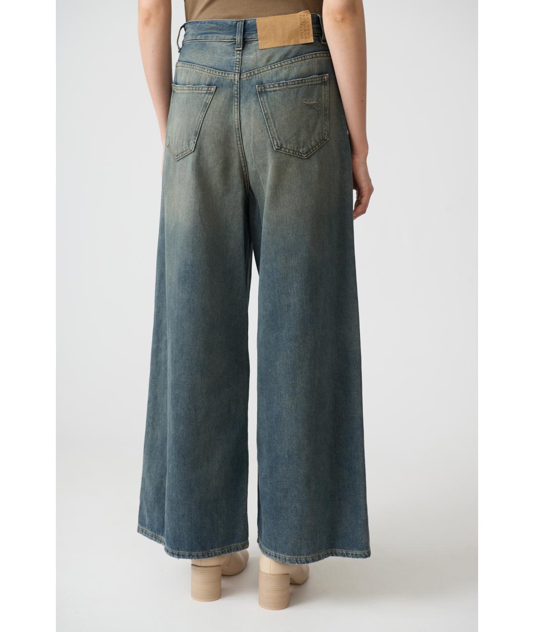 MM6 MAISON MARGIELA Темно-синие хлопковые прямые джинсы, фото 5