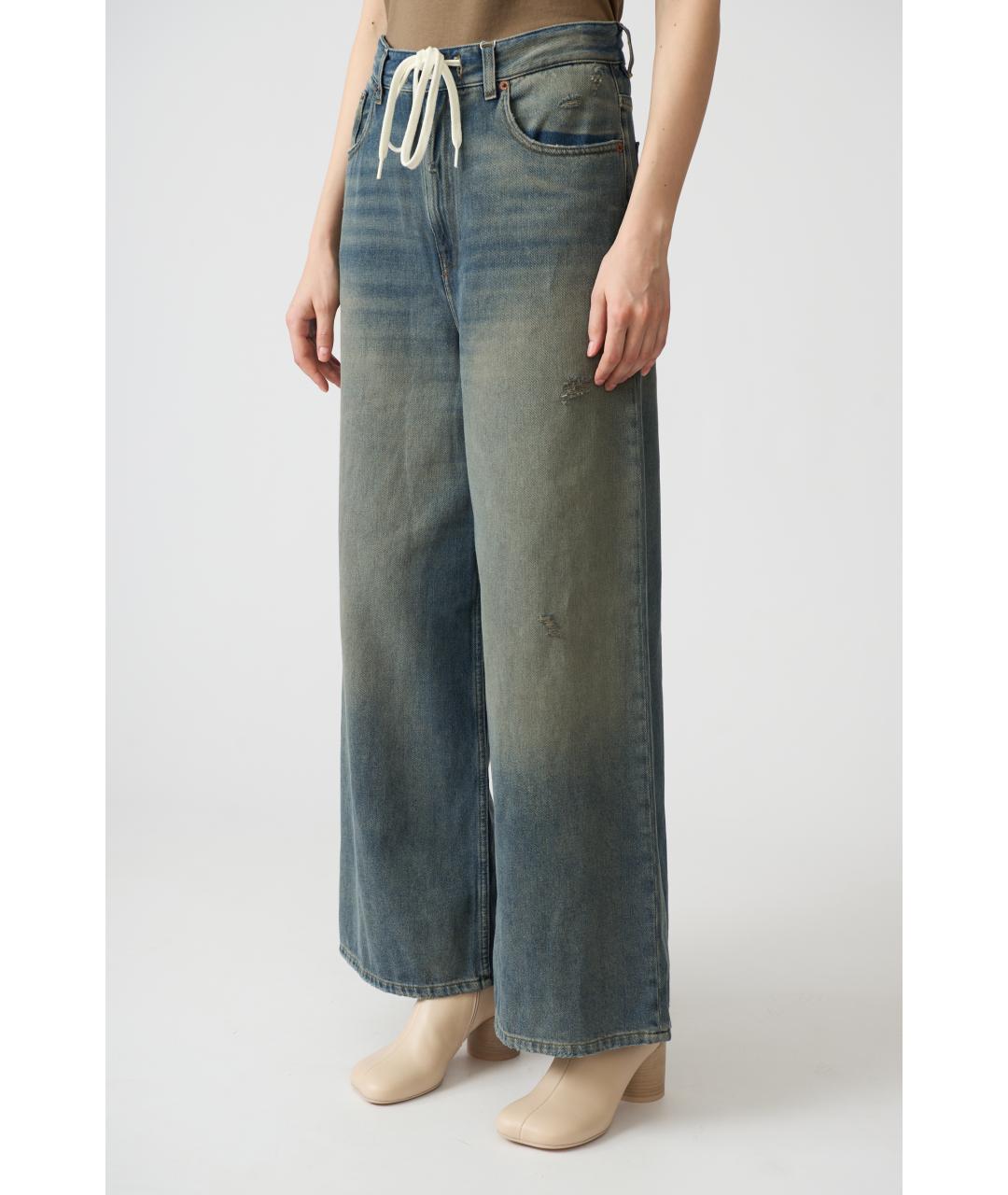 MM6 MAISON MARGIELA Темно-синие хлопковые прямые джинсы, фото 3