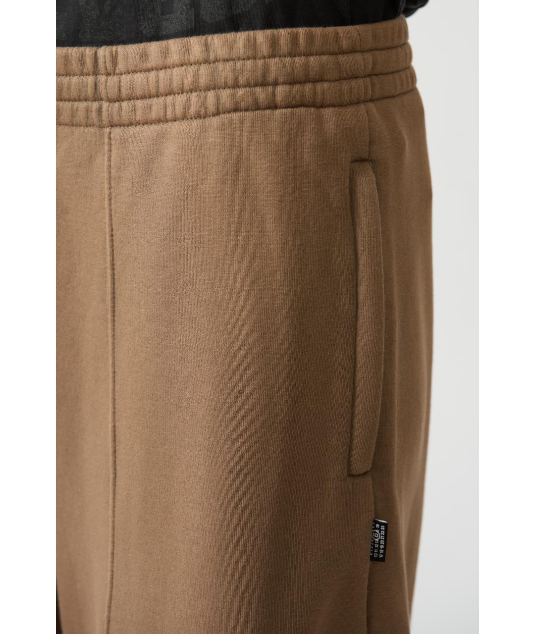 MM6 MAISON MARGIELA Коричневые хлопковые прямые брюки, фото 3