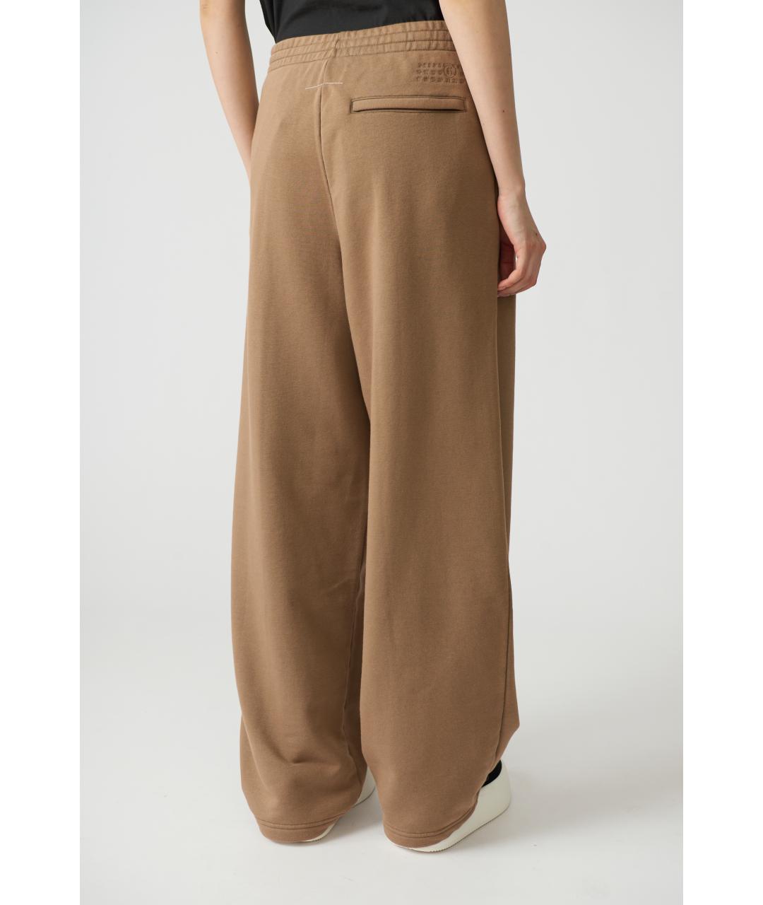 MM6 MAISON MARGIELA Коричневые хлопковые прямые брюки, фото 4